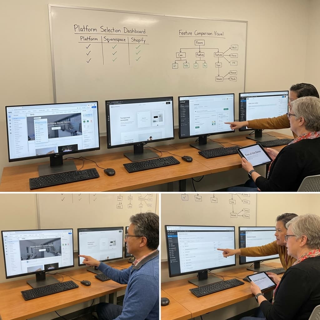 Comparison of top website builder platforms showing feature comparison and ease of use