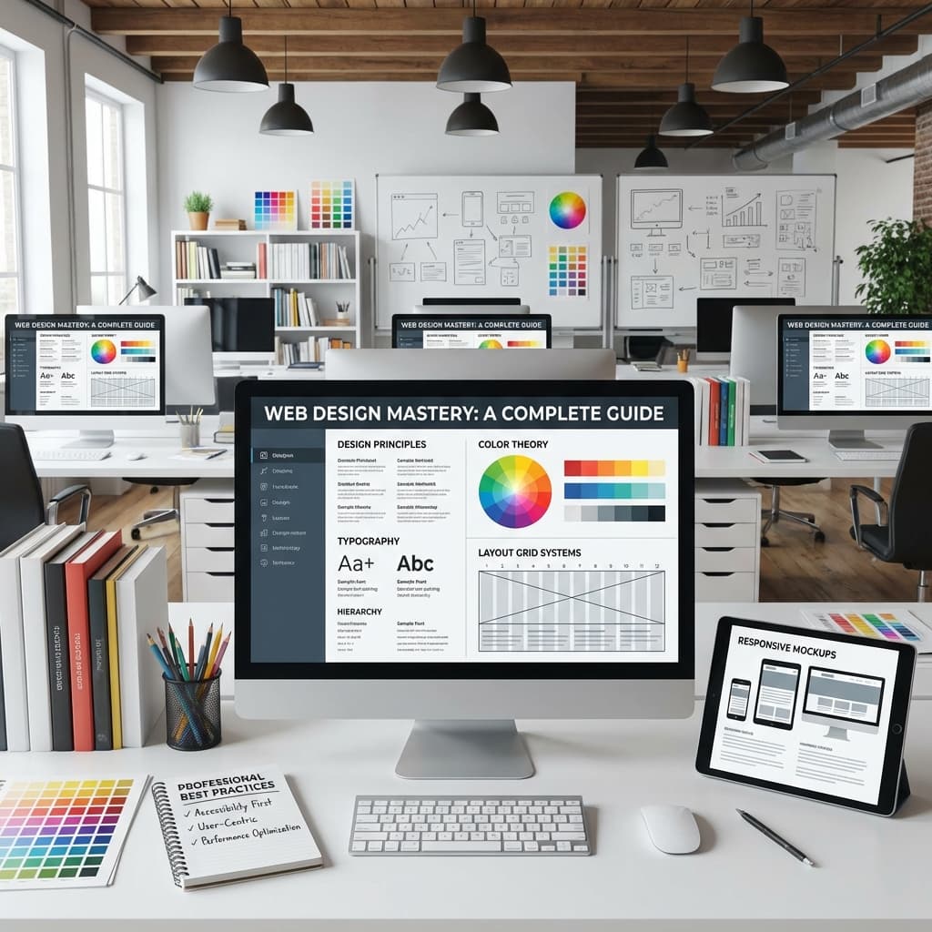 Complete website design guide with design principles, typography, and color theory